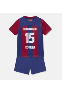 Barcelona Andreas Christensen #15 Jalkapallovaatteet Lasten Kotipeliasu 2023-24 Lyhythihainen (+ Lyhyet housut)